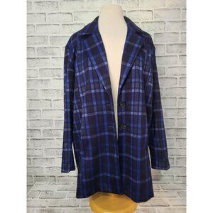 NWOT Avec Les Filles Royal Blue Plaid Blazer Jacket Size X-Large